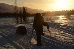 Pulkiwanderung in schwedisch Lappland